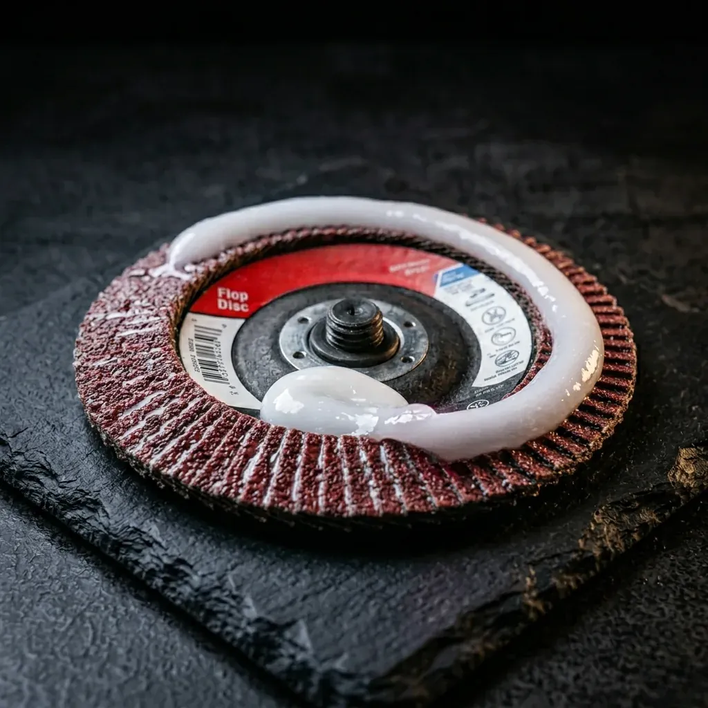 A tongue of compound on the disc. Not quite done.